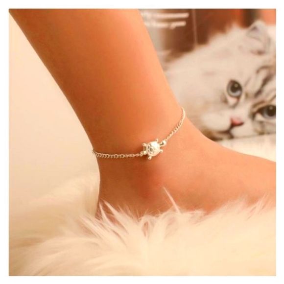 Turtle Silver Charm Anklet or Bracelet New - Picture 1 of 5